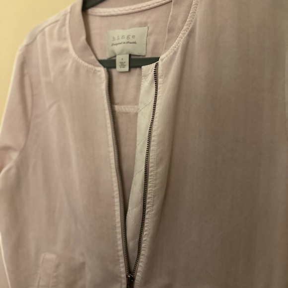 Dusty Pink HINGE Bomber Jacket with Arm Pocket - Picture 6 of 8